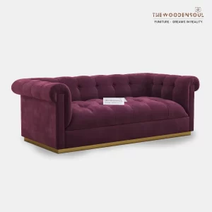MORRISON 3 SEATER FABRIC SOFA (VELVET, DARK PURPLE)