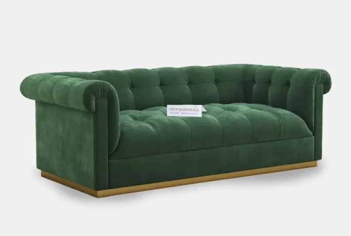MORRISON 3 SEATER FABRIC SOFA (VELVET, FOREST GREEN)