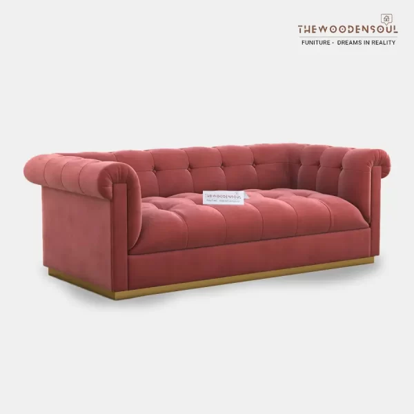 MORRISON 3 SEATER FABRIC SOFA (VELVET, PINK)