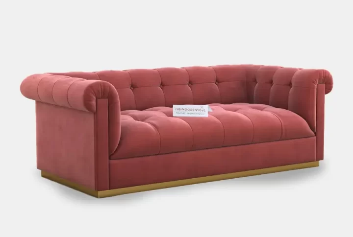MORRISON 3 SEATER FABRIC SOFA (VELVET, PINK)