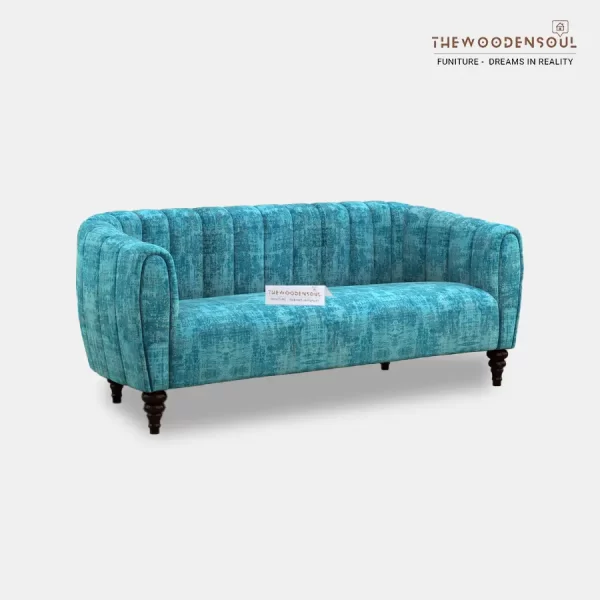AMAYA 3-SEATER FABRIC SOFA (TEAL BLUE, COTTON)