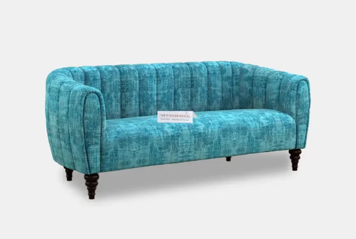 AMAYA 3-SEATER FABRIC SOFA (TEAL BLUE, COTTON)