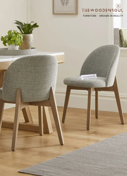 Tweedy Plain Mid Grey Preston Dining Chairs Set of 2