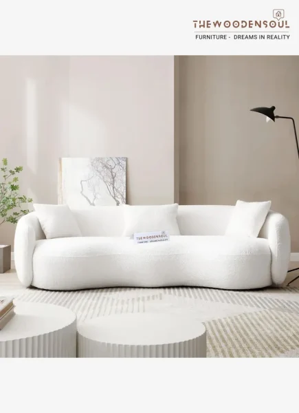 Comfortable 4-Seater Acanva Modern Curved Febric Sofa