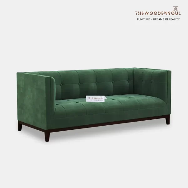 LOREN 3-SEATER FABRIC SOFA (FOREST GREEN, VELVET)