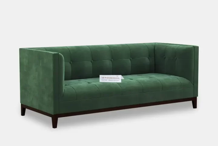 LOREN 3-SEATER FABRIC SOFA (FOREST GREEN, VELVET)