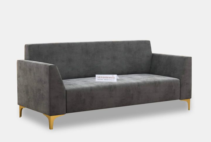 Nayobi 3-Seater Velvet Fabric Sofa in Charcoal Gray for Modern Living Room