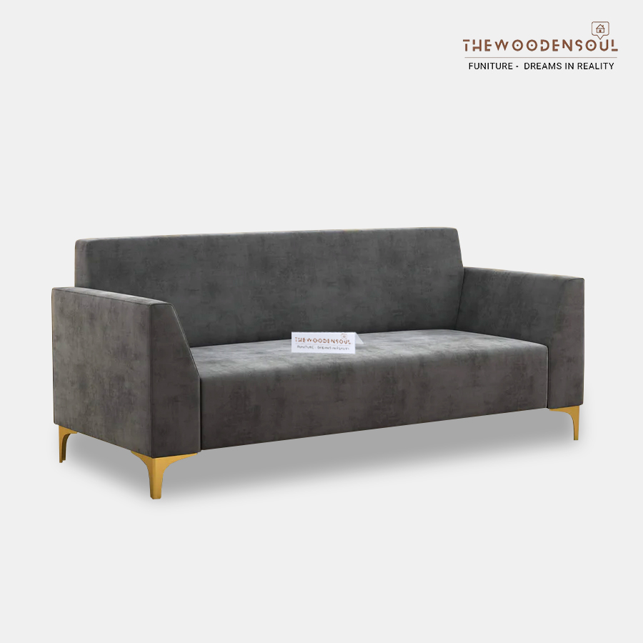 Nayobi 3-Seater Velvet Fabric Sofa in Charcoal Gray Nayobi 3-Seater Velvet Fabric Sofa in Charcoal Gray