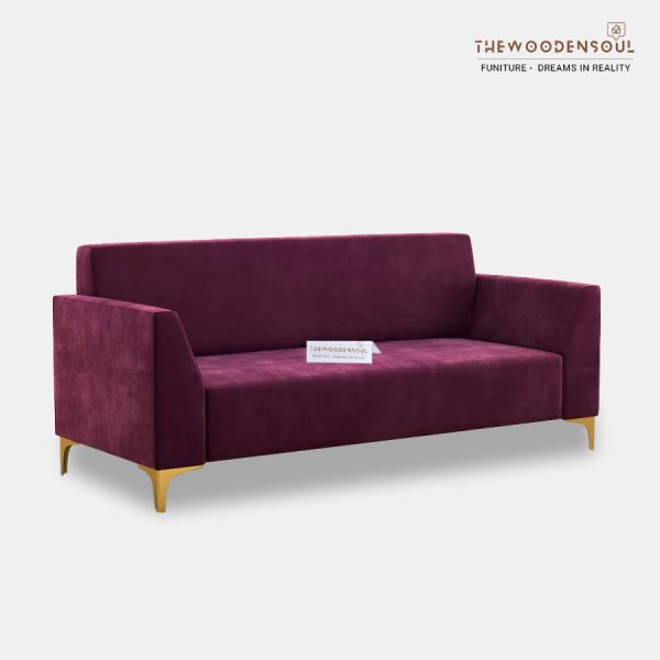 Dark Purple Velvet Nayobi 3-Seater Sofa for a modern living room