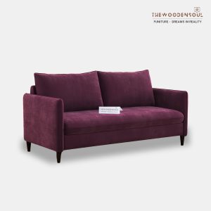 Citron 3-Seater Velvet Fabric Sofa in Dark Purple