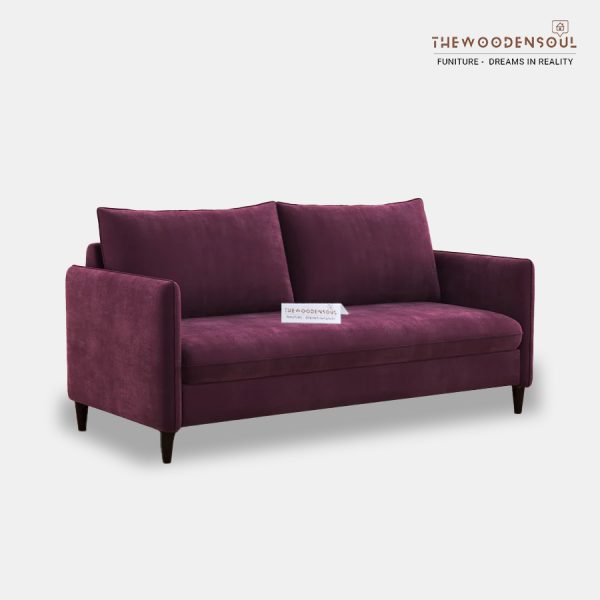 Citron 3-Seater Velvet Fabric Sofa in Dark Purple