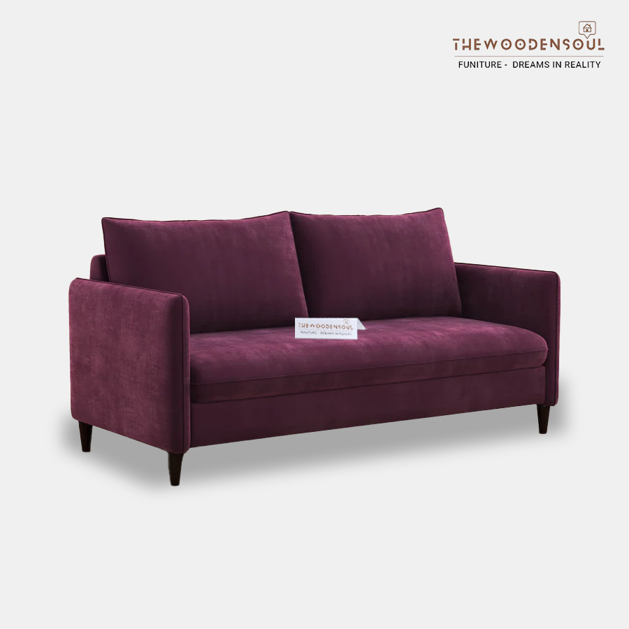 Citron 3-Seater Velvet Fabric Sofa in Dark Purple