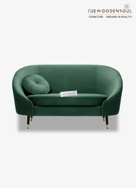 Kooper Luxurious Dark Grey Velour Fabric 2-Seater Sofa