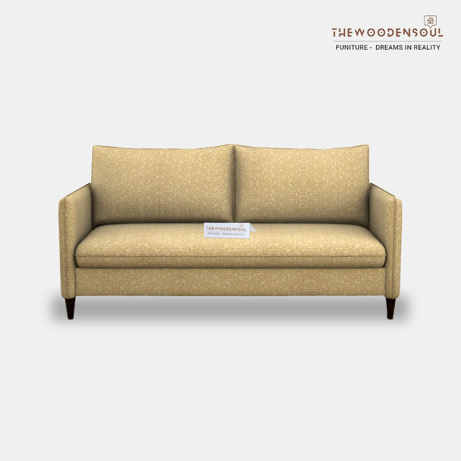 Citron 3-Seater Fabric Sofa in Cotton – Faux Cream