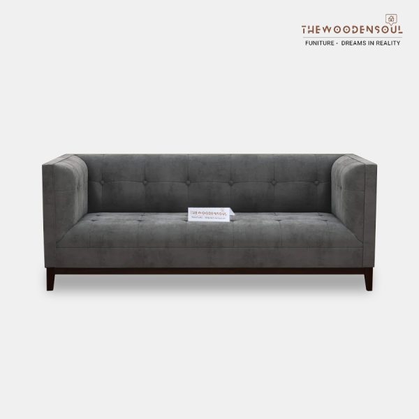 Luxurious charcoal gray velvet 3 seater sofa