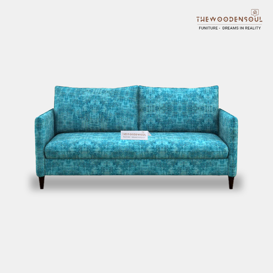 Citron 3-Seater Fabric Sofa in Cotton – Teal Blue