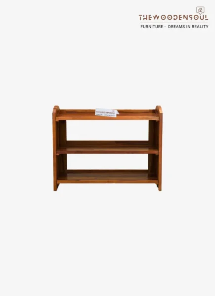 Strip Honey Finish Shoe Rack – Stylish Storage Solution