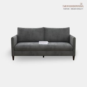 Citron 3-Seater Velvet Fabric Sofa in Charcoal Gray