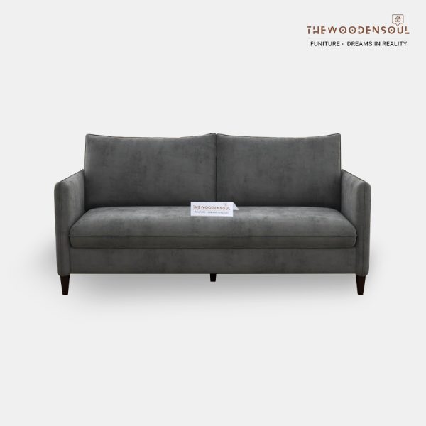 Citron 3-Seater Velvet Fabric Sofa in Charcoal Gray