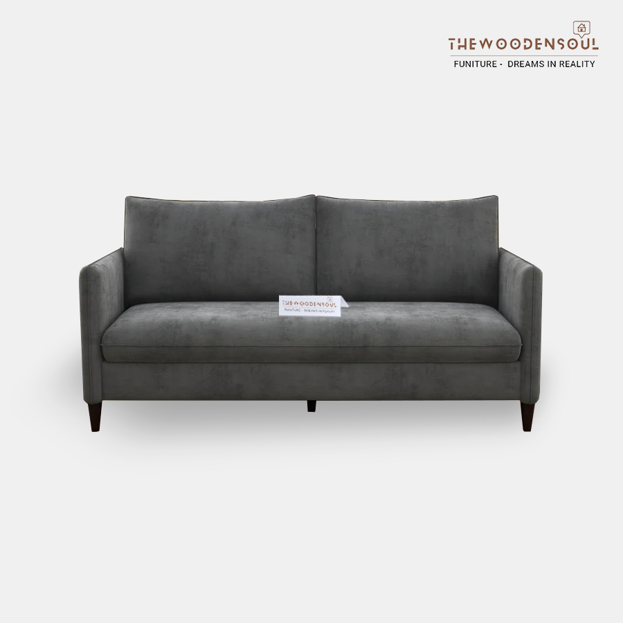 Citron 3-Seater Velvet Fabric Sofa in Charcoal Gray