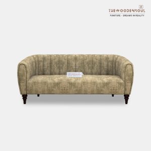 Amaya 3-Seater Cotton Fabric Sofa in Faux Cream