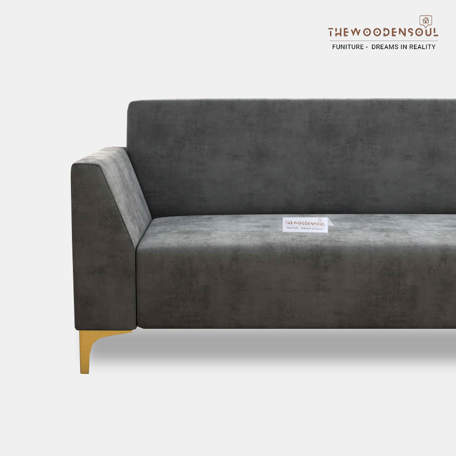 Nayobi 3-Seater Velvet Fabric Sofa in Charcoal Gray Nayobi 3-Seater Velvet Fabric Sofa in Charcoal Gray