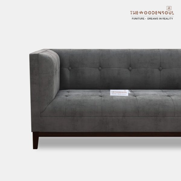 Luxurious charcoal gray velvet 3 seater sofa