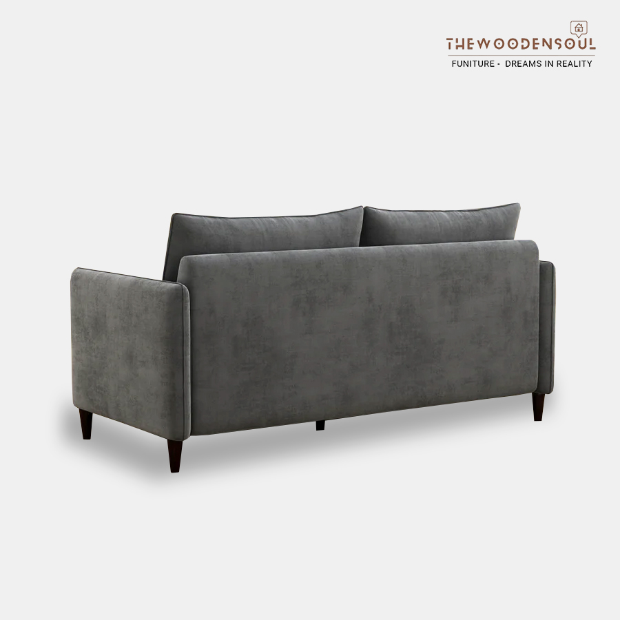 Citron 3-Seater Velvet Fabric Sofa in Charcoal Gray