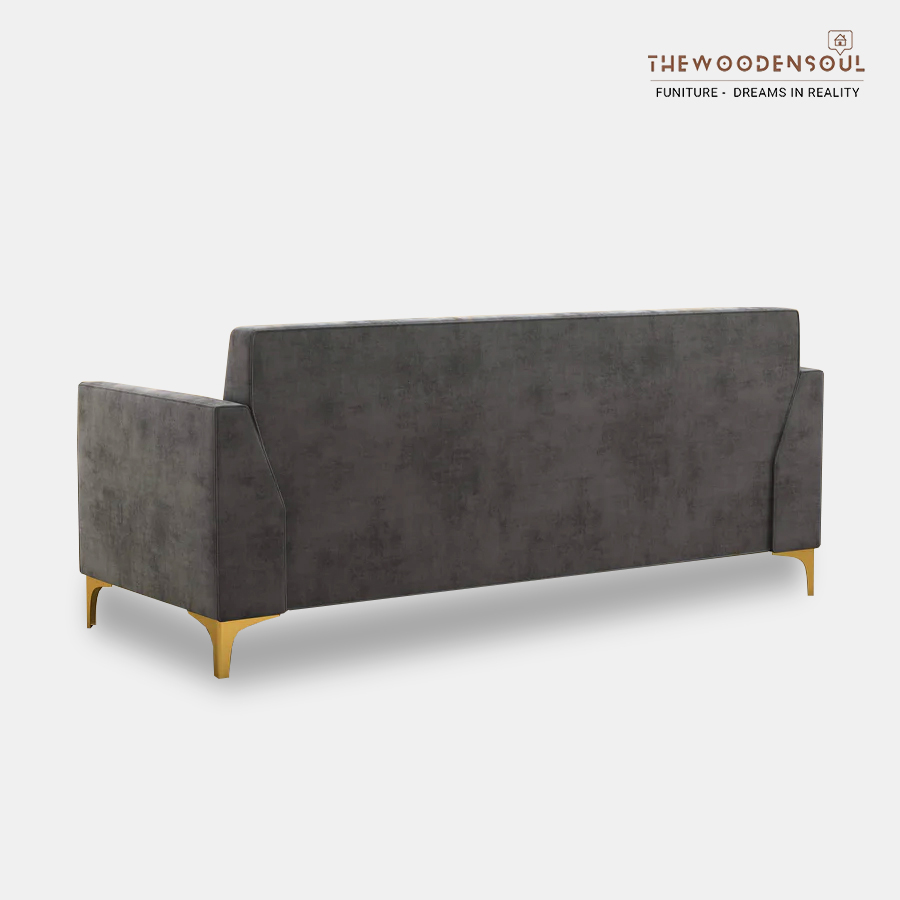 Nayobi 3-Seater Velvet Fabric Sofa in Charcoal Gray Nayobi 3-Seater Velvet Fabric Sofa in Charcoal Gray