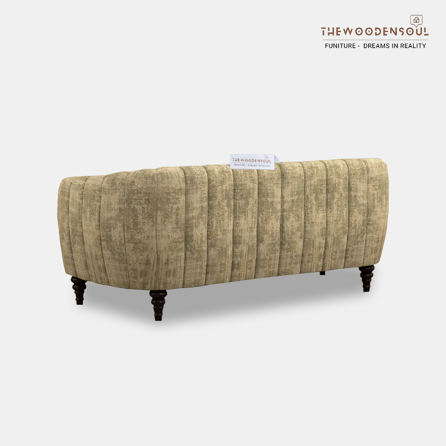 Amaya 3-Seater Cotton Fabric Sofa in Faux Cream