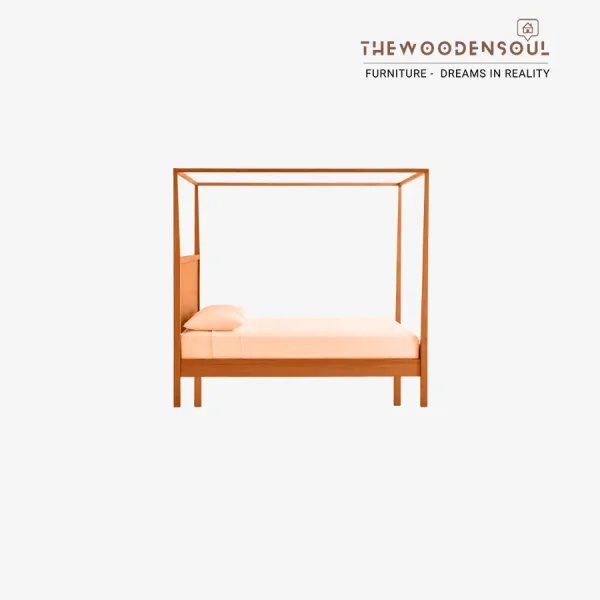 Solid Wood Driftwood Queen Canopy Bed