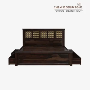Walken Sheesham Royal King Bed with Full Drawer Storage