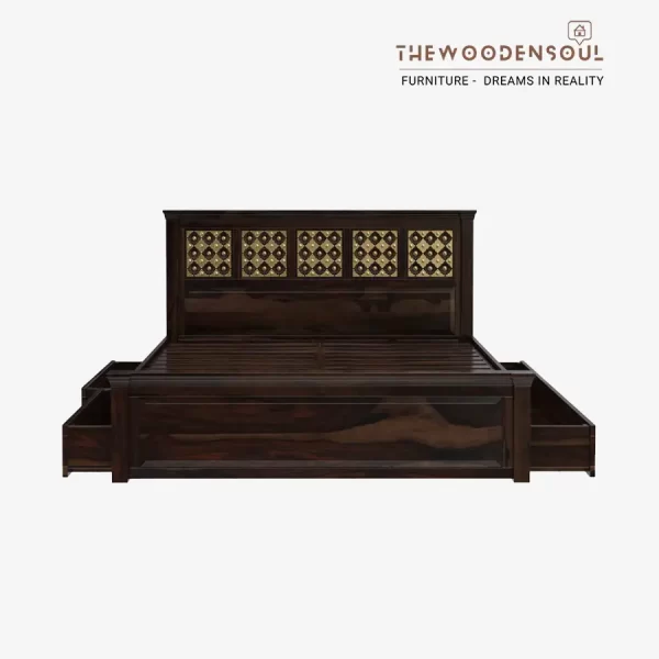 Sheesham Royal King Bed with Full Drawer Storage
