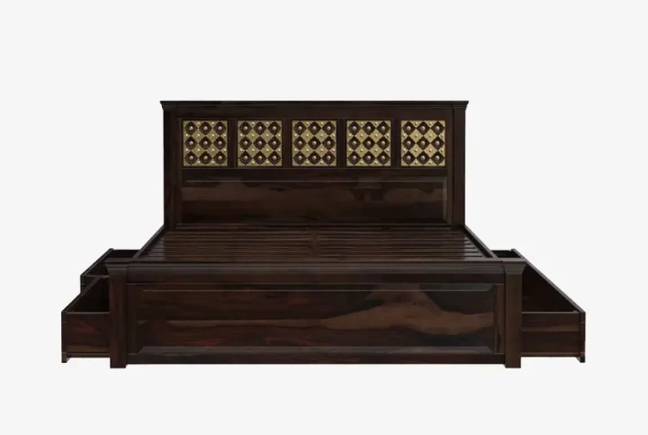 Walken Sheesham Royal King Bed with Full Drawer Storage