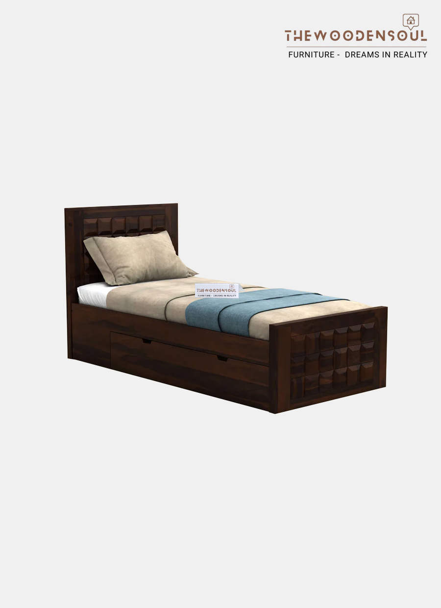 Solid Sheesham Niwar Patti Bed with Storage