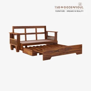 Premium Sheesham Wood Convertible Sofa Cum Bed