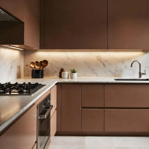 L Shape Modular Kitchen Design with Modern Cabinets