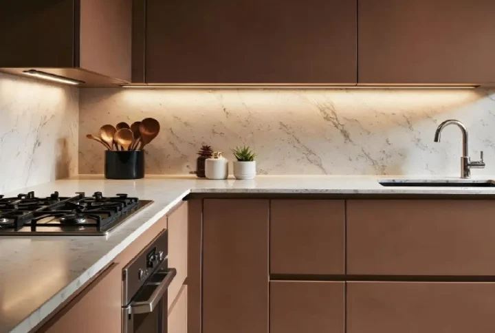 L Shape Modular Kitchen Design with Modern Cabinets