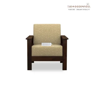 Edwin 1 Seater Wooden Sofa in Walnut Finish