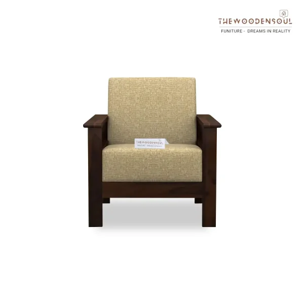 Edwin 1 Seater Wooden Sofa in Walnut Finish