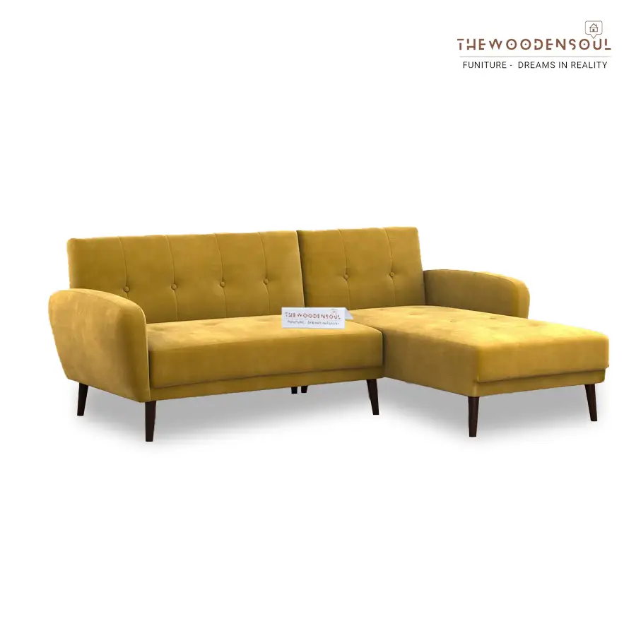 DAISY L SHAPE SOFA (VELVET, MUSTARD YELLOW)