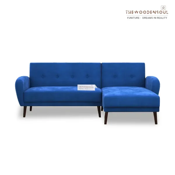 Daisy L Shape Sofa in Royal Blue Velvet